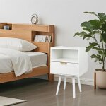 Vivolilv table de chevet avec 1 tiroir et niche de rangement - 40x30x66 cm - table de nuit blanc - pieds ... Vivolilv table de chevet avec 1 tiroir et niche de rangement - 40x30x66 cm - table de nuit blanc - pieds ...