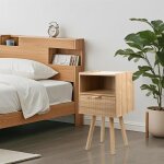 Vivolilv table de chevet avec 1 tiroir et niche de rangement - 40x30x66 cm - pieds en bois massif - table ...