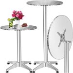 Vivolilv table a manger rond r�glable haute aluminium - table de bar haute bistrot 2en1pliable60x60x70 ...