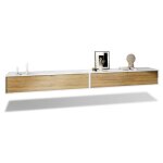 Vladon ensemble de 2 set meuble tv lana 140 armoire murale lowboard 140 x 29 x 37 cm caisson en blanc ...