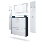 Vladon ensemble penderie malea avec 2 panneaux miroir meuble � chaussures en anthracite mat et blanc ...