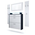 Vladon ensemble penderie malea avec 2 panneaux miroir meuble  chaussures en anthracite mat et blanc ...