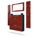 Vladon ensemble penderie malea avec 2 panneaux miroir meuble  chaussures en anthracite mat et bordeaux ...