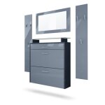 Vladon ensemble penderie malea avec 2 panneaux miroir meuble  chaussures en anthracite mat et gris haute ...