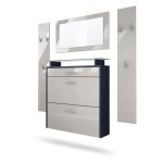 Vladon ensemble penderie malea avec 2 panneaux miroir meuble  chaussures en anthracite mat et gris sable ...