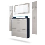 Vladon ensemble penderie malea avec 2 panneaux miroir meuble � chaussures en anthracite mat / gris sable ...