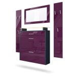 Vladon ensemble penderie malea avec 2 panneaux miroir meuble � chaussures en anthracite mat et m�re haute ...