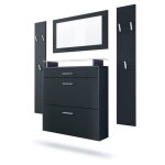 Vladon ensemble penderie malea avec 2 panneaux miroir meuble � chaussures en anthracite mat et noir mat ...