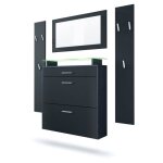 Vladon ensemble penderie malea avec 2 panneaux miroir meuble � chaussures en anthracite mat et noir mat ...