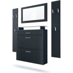 Vladon ensemble penderie malea avec 2 panneaux miroir meuble  chaussures caisson en anthracite mat faades ...