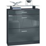 Vladon meuble  chaussures loret pour 16 paires de chaussures couleurs anthracite mat et gris haute brillance ...