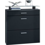 Vladon meuble  chaussure malea 89 x 96 x 23 cm corps en anthracite mat - faades en noir mat