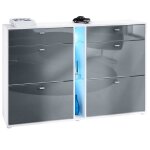 Vladon meuble � chaussures today 1555 x 95 x 28 cmen blanc mat fa�ades en gris haute brillance avec l�clairage ...