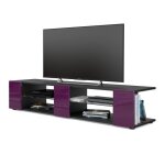 Vladon meuble tv armoire basse movie v2 corps en noir mat - faades en mre haute brillance