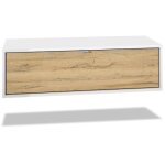 Vladon meuble tv lana 100 armoire murale lowboard 100 x 29 x 37 cm caisson en noir mat faades en chne ...