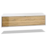 Vladon meuble tv lana 120 armoire murale lowboard 120 x 29 x 37 cm caisson en noir mat fa�ades en ch�ne ...