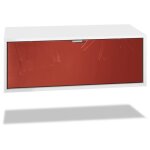 Vladon meuble tv lana 140 armoire murale lowboard 140 x 29 x 37 cm caisson en blanc mat fa�ades en bordeaux ...