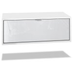 Vladon meuble tv lana 140 armoire murale lowboard 140 x 29 x 37 cm caisson en blanc mat fa�ades en blanc ...