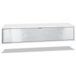 Vladon meuble tv lana 140 armoire murale lowboard 140 x 29 x 37 cm caisson en noir mat fa�ades en blanc ...