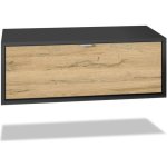 Vladon meuble tv lana 80 armoire murale lowboard 80 x 29 x 37 cm caisson en noir mat fa�ades en ch�ne ...