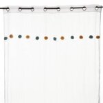 Voilage enfant pompons bleu 140x240cm - atmosphera createur dinterieur