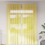 Vidaxl voilage 2 pcs jaune 140 x 260 cm - passe - tringles 100% polyester semi - transparent