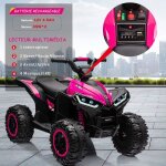 Voiture 4x4 quad �lectrique enfant 12 v 6 km / h max quad biplace avec roues � suspension rose