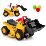 Voiture bulldozer �lectrique enfant dreamade avec godet r�glable panier de basket pliable 3 balles effets ...