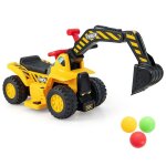 Voiture �lectrique enfants tractopelle avec panier de basket pliable et 3 balles effets sonores & espace ...