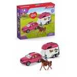 Voiture avec remorque pour chevaux coffret schleich avec 1 cheval schleich inclus coffret rose rose et ...
