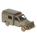 Voiture r�tro miniature d�coration en m�tal 2cv utilitaire vintage de 21cm couleur gris kaki