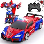 Voiture radiocommand�e - robot transformable - rouge - 4 ans + - bouton transformation & auto demo