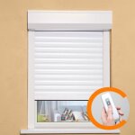 Volet roulant h155 x l120 cm pvc recoupable en largeur et hauteur - man?uvre lectrique radio - coloris ...