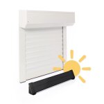 Volet roulant recoupable motorisé solaire alu blanc h155 x l120 cm Volet roulant recoupable motorisé solaire alu blanc h155 x l120 cm