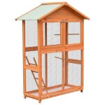 Voli�re en bois - vidaxl - 1255x595x164 cm - brun et vert - pin massif - grillage en fil de fer