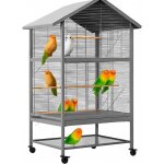 Volière pour oiseaux cage canaries perroquet perruches cacatoès ara - métal - 80x60x167cm - noir Volière pour oiseaux cage canaries perroquet perruches cacatoès ara - métal - 80x60x167cm - noir