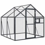Voli�re � oiseaux - helloshop26 - aluminium anthracite - 179x200x185 cm - s�curis�e - ext�rieure