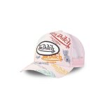 Vondutch casquette trucker brand homme - trucker - filet rigide - blanc rose - visi�re arrondie