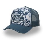 Vondutch casquette trucker print homme - trucker - filet rigide - bleu blanc - visi�re arrondie