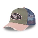 Vondutch casquette trucker used homme - trucker - filet rigide - rose vert bleu - visire arrondie