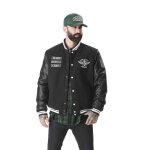 Vondutch veste varsity james homme - blouson teddy - noir blanc - mi saison - s