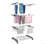 Vonia s�choir � linge ? tour de s�chage ? �tendoir ? s�choir 3 niveaux ? pliable ? 72 x 50 x 172 cm ? ...