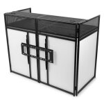 Vonyx db6 pro cabine dj avec support tv - jusqu 25 kg cran 65 lycra blanc ou noir inclus sac de transport ...