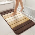Vounot� lot de 2 tapis de bain antid�rapant microfibre motif d�grad� 50x80cm beige