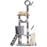 Vounot� arbre � chat 155cm multi niveaux gris - avec griffoir niche jouet et plateforme - arbre � grimper ...