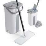 Vounot balai plat microfibre avec seau essoreur auto - lavage double compartiment - 6 serpillres rutilisabl ...