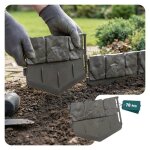 Vounot� bordure de jardin imitation pierre 10. 7m gris - hauteur 14cm - cl�ture gazon d�corative ultra ...