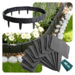 Vounot� bordure de jardin imitation pierre 10m gris - hauteur 23cm - cl�ture gazon d�corative en pp - ...