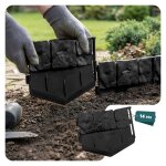 Vounot� bordure de jardin imitation pierre 2. 14m noir - hauteur 14cm - cl�ture gazon d�corative ultra ...