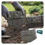 Vounot� bordure de jardin imitation pierre 21. 4m gris - hauteur 14cm - cl�ture gazon d�corative ultra ...